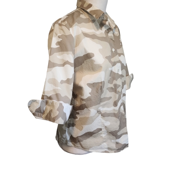 EUC Amina Rubinacci Giornata Cotton Stretch Button Up Shirt in Camo - Picture 4 of 10